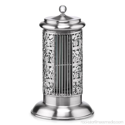14” Silver Bellevue Satin Chrome Floral Ornate Tower Fan