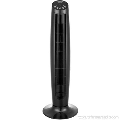 36 in. Oscillating Black Tower Fan with Remote Control
