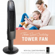 Oscillating 36 Inch 3 Speed Tower Fan with Remote, 4 Hour Timer with Sleep Mode