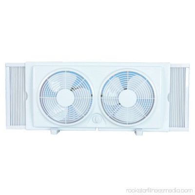 Cool Works F-5280A 7 2-Speed White Plastic Twin Window Fan 557501315