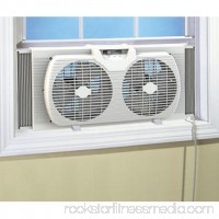 Dual Blade 9-Inch Twin Window Fan with Cover Portable Reversible Airflow, White   