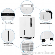 Costway Portable 70 Pint Dehumidifier Humidity Control Up to 4500 Sq.Ft. W/ Fan Wheels