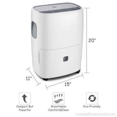 Goplus Portable 30 Pint Dehumidifier Humidity Control with Casters Washable Air Filter